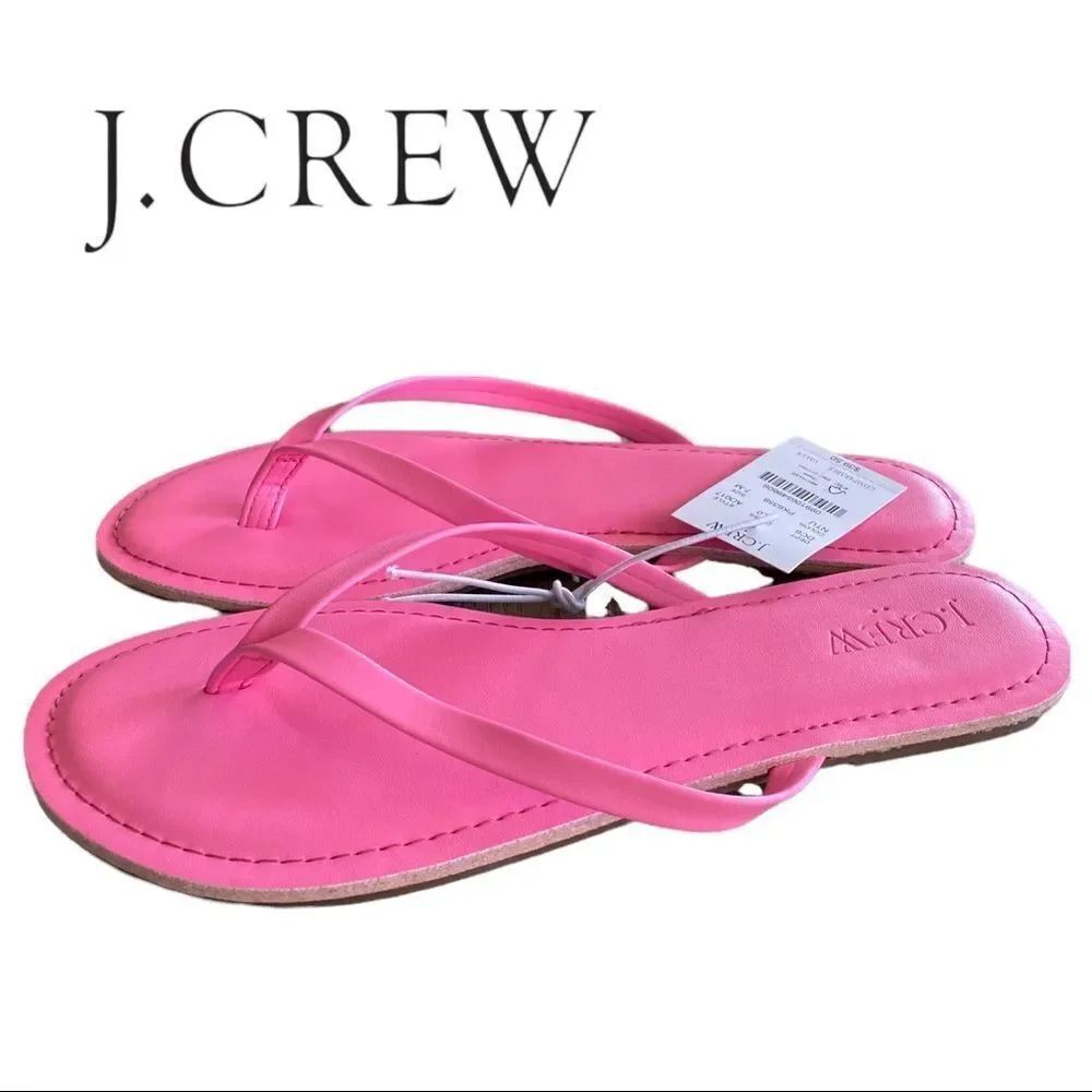 NEW J. Crew Neon Tulip Pink Flip Flop Thong Sandals 6 7 8 9 10